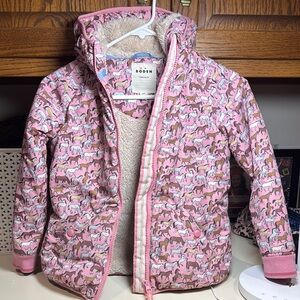 Boden Pink Puffer Jacket with High Collar